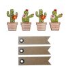 Budget ???? Youdoit 4 Autocollants Bois Cactus 6,5 Cm + 20 étiquettes Kraft Fanion ⭐