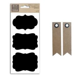 Coupon ❤️ Youdoit 12 Stickers Ardoise Baroque + 20 étiquettes Kraft Fanion ⭐