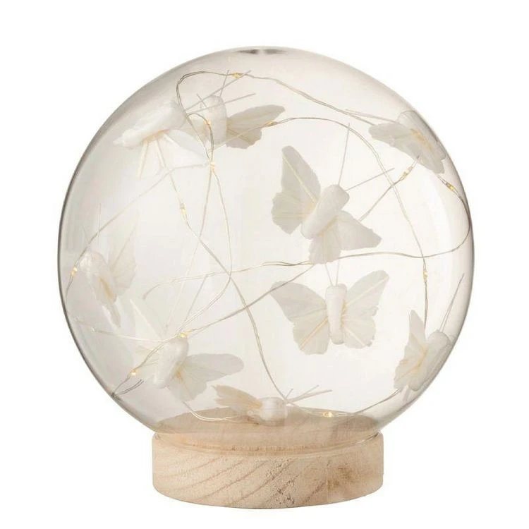 Sortie 👏 Paris Prix Cloche Boule Led Papillons 16cm Blanc & Naturel 🔔 1 Sortie 👏 Paris Prix Cloche Boule Led Papillons 16cm Blanc & Naturel 🔔