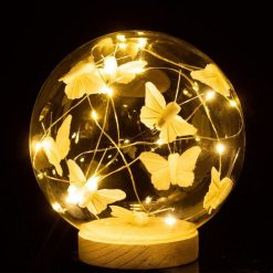 Sortie ???? Paris Prix Cloche Boule Led Papillons 16cm Blanc & Naturel ???? -Paris Prix Sales unnamed file 1176