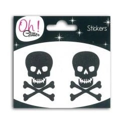 Promo 💯 Oh! Glitter Stickers Tête De Mort à Paillettes - Noir 😀