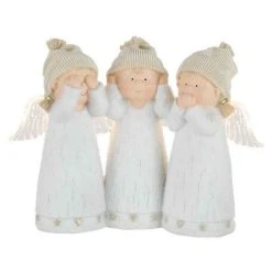 Meilleure vente ❤️ Paris Prix Lot De 3 Statuettes Led Ange 28cm Blanc ❤️