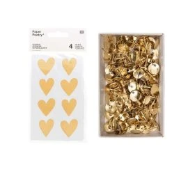 Le moins cher 🎉 Youdoit 4 Feuilles D'autocollants Coeurs Kraft + 150 Punaises Dorées 😍