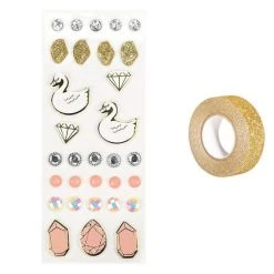 Offres 😍 Youdoit 31 Stickers 3D Cygnes + Masking Tape Doré à Paillettes 5 M ✨