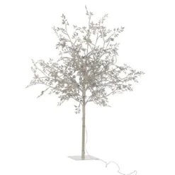 Meilleure vente 👏 Paris Prix Statue Déco à LED Arbre Feuilles 100cm Argent 🎉