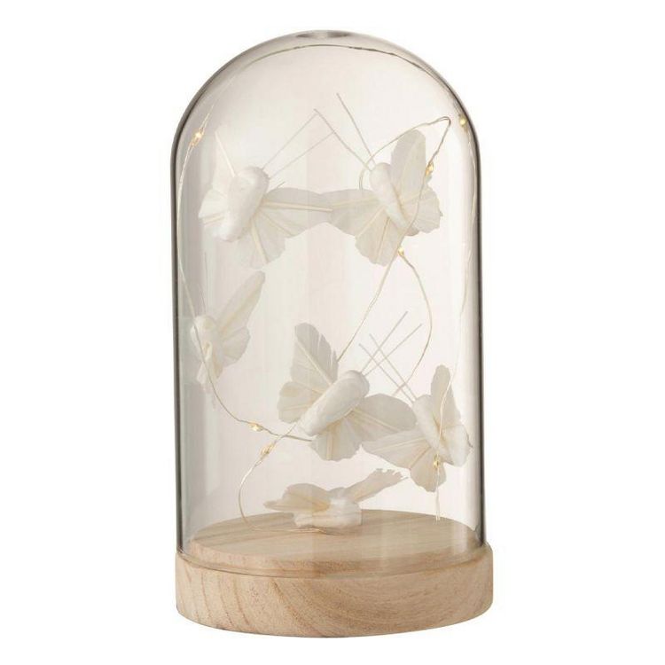 Tout neuf ???? Paris Prix Cloche Déco Led Papillons 17cm Blanc & Naturel ???? 1 Tout neuf ???? Paris Prix Cloche Déco Led Papillons 17cm Blanc & Naturel ????