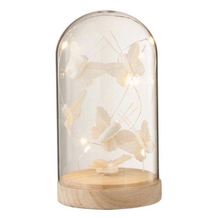 Tout neuf ???? Paris Prix Cloche Déco Led Papillons 17cm Blanc & Naturel ???? 2 Tout neuf ???? Paris Prix Cloche Déco Led Papillons 17cm Blanc & Naturel ???? – Image 2