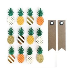 Grosses soldes ⌛ Graine Créative 12 Stickers 3D Ananas 4,5 Cm + 20 étiquettes Kraft Fanion ⭐