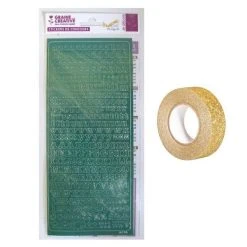 De gros 💯 Youdoit Stickers Alphabet Vert 10,5 X 23,2 Cm + Masking Tape Doré à Paillettes 5 M 😉