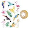 Le moins cher ???? Youdoit 12 Stickers 3D Oiseaux Tropicaux 6 Cm + Masking Tape Doré à Paillettes 5 M ❤️