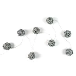 Offres 😀 Paris Prix Guirlande Lumineuse 8 LED Boule Rotin 156cm Gris 👍