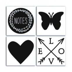 Promo ???? Toga 4 Stickers Ardoise Lovely Flowers 10 Cm X 10 Cm ????