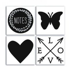 Promo 🎉 Toga 4 Stickers Ardoise Lovely Flowers 10 Cm X 10 Cm 🌟