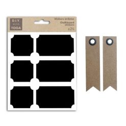 Sortie ???? Youdoit 24 Stickers Ardoise Carrés & Rectangles + 20 étiquettes Kraft Fanion ????