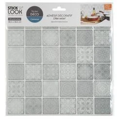 De gros ✔️ Lot De 2 Stickers Carrelage Carreaux 26x28cm Gris ✨
