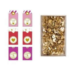 Bon marché 🌟 Youdoit 6 étiquettes Rose-rouge Autocollantes Made With Love + 150 Punaises Dorées ❤️