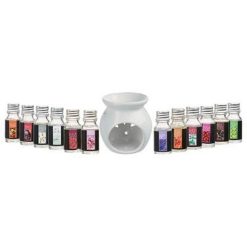 Le moins cher ⭐ Brûle-Parfum & 12 Flacons D'Huiles 10ml Blanc ⌛