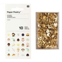 Nouveau ✨ Youdoit 10 Feuilles D'autocollants Icones + 150 Punaises Dorées 👍