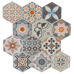 Acheter ???? Lot De 2 Stickers Carrelage à Motifs Hexa 24x24cm Orange ????