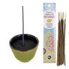 Promo ???? Les Encens Du Monde Porte-encens Coupelle En Fonte Vert Et Doré + Encens Indien Au Patchouli ????