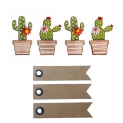 Budget ???? Youdoit 4 Autocollants Bois Cactus 6,5 Cm + 20 étiquettes Kraft Fanion ⭐