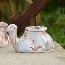 Meilleur prix 🔥 YODECO Cendrier Marocain Chameau Marbré Marron Et Turquoise - Moyen Modèle 🎁