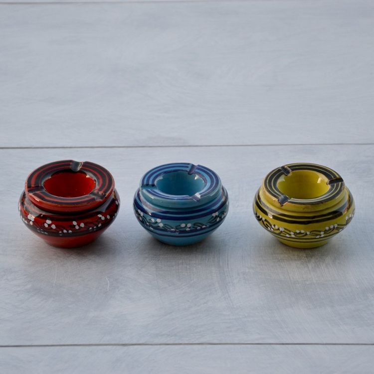 Nouveau ???? YODECO Lot De 3 Mini Cendriers Tatoué Rouge, Vert Et Bleu ✔️ 1 Nouveau ???? YODECO Lot De 3 Mini Cendriers Tatoué Rouge, Vert Et Bleu ✔️