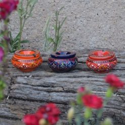 Bon marché ???? YODECO Lot 3 Mini Cendriers Marrakech Orange,rouge Et Bleu Nuit - Mini Modèle ????