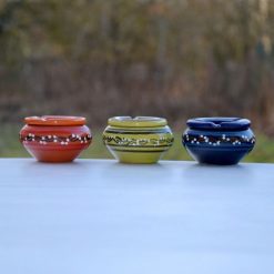 Tout neuf ???? YODECO Lot 3 Cendriers Tatoué Orange, Vert Anis Et Bleu Fonçé - Mini Modèle ⌛