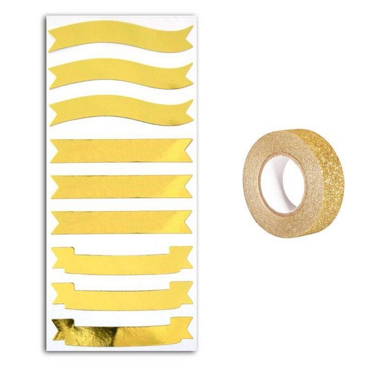De gros ???? Youdoit Stickers Bannières Dorées + Masking Tape Doré à Paillettes 5 M ???? 1 De gros ???? Youdoit Stickers Bannières Dorées + Masking Tape Doré à Paillettes 5 M ????