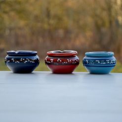 Coupon ???? YODECO Lot De 3 Cendriers Tatoué Bleu Clair, Bleu Fonçé Et Rouge - Petit Modèle ????