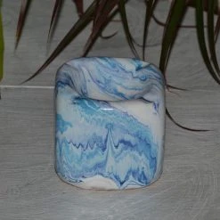 Grosses soldes 😍 YODECO Cendrier Anti Fumée Cube Marbré Bleu, Turquoise Et Blanc 🔔