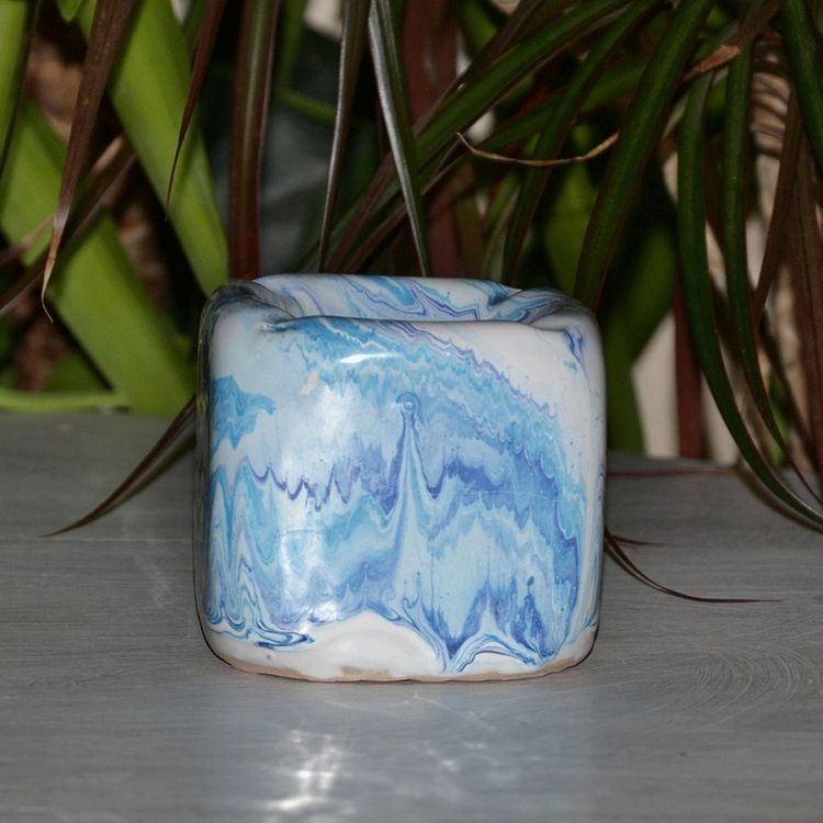 YODECO Cendrier anti fumée Cube marbré bleu, turquoise et blanc Grosses soldes ???? YODECO Cendrier Anti Fumée Cube Marbré Bleu, Turquoise Et Blanc ???? -Paris Prix Sales unnamed file 2686