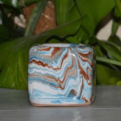 Budget ???? YODECO Cendrier Anti Fumée Cube Marbré Bleu, Marron Et Blanc ????