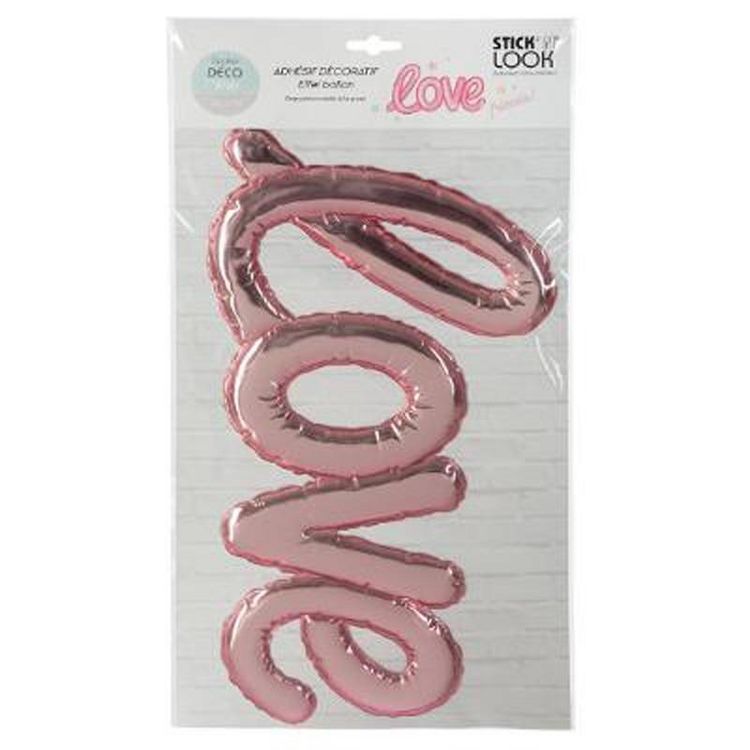 Tout neuf ???? Sticker Ballon Love 24x47cm Rose ???? 2 Tout neuf ???? Sticker Ballon Love 24x47cm Rose ???? – Image 2