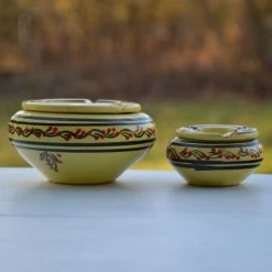 Nouveau 👍 YODECO Lot 2 Cendriers Tatoué Jaune Citron - Moyen Et Mini Modèle 😀