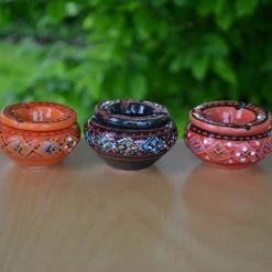 Promo ✨ YODECO Lot De 3 Mini Cendriers Marrakech Rouge, Noir Et Orange ⭐