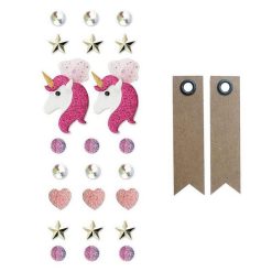 Nouveau ❤️ Graine Créative 23 Stickers 3D Licorne + 20 étiquettes Kraft Fanion ????