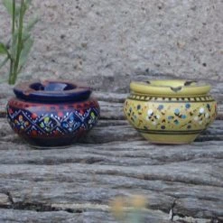 Nouveau 🎉 YODECO Lot 2 Mini Cendriers Marrakech Bleu Nuit Et Vert - Mini Modèle 🥰