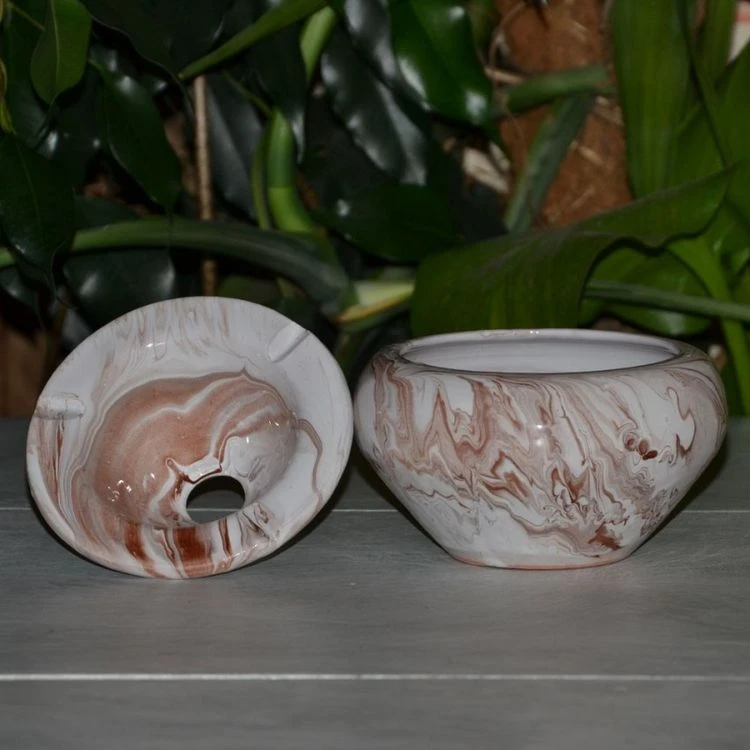 Promo 🌟 YODECO Cendrier Anti Fumée Marbré Marron, Gris Et Blanc - Moyen Modèle 🥰 2 Promo 🌟 YODECO Cendrier Anti Fumée Marbré Marron, Gris Et Blanc - Moyen Modèle 🥰 – Image 2