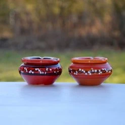 De gros 🌟 YODECO Lot De 2 Cendriers Tatoué Rouge Et Orange - Mini Modèle 😀