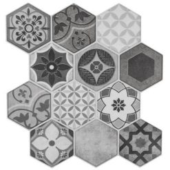 Vente flash ???? Lot De 2 Stickers Carrelage à Motifs Hexa 24x24cm Gris ????
