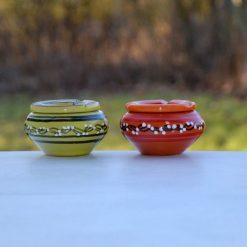 Vente flash ???? YODECO Lot De 2 Cendriers Tatoué Orange Et Vert - Mini Modèle ????