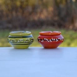 Vente flash 🤩 YODECO Lot De 2 Cendriers Tatoué Orange Et Vert - Mini Modèle 🛒