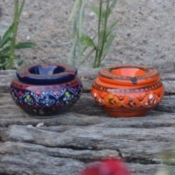 Acheter 😉 YODECO Lot 2 Mini Cendriers Marrakech Bleu Nuit Et Orange - Mini Modèle 🧨