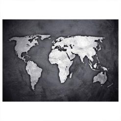 Promo ⭐ Sticker Mural Déco Map Monde 50cm Noir ????
