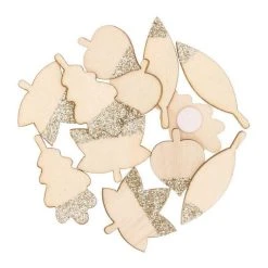 Meilleure affaire 🔥 Youdoit 12 Autocollants En Bois Feuilles Pailletées Dorées 🔥