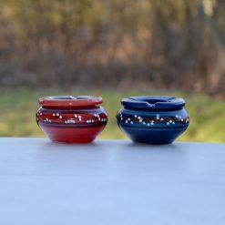 Promo ???? YODECO Lot De 2 Cendriers Tatoué Bleu Et Rouge - Mini Modèle ⌛