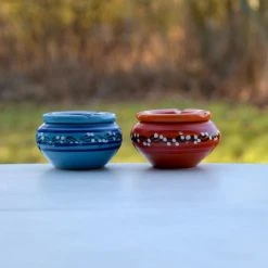 Offres 😍 YODECO Lot De 2 Cendriers Tatoué Bleu Et Orange - Petit Modèle 🛒