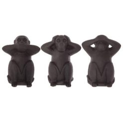 Sortie ✨ Lot De 3 Statues Singes Sagesse 24cm Noir ????